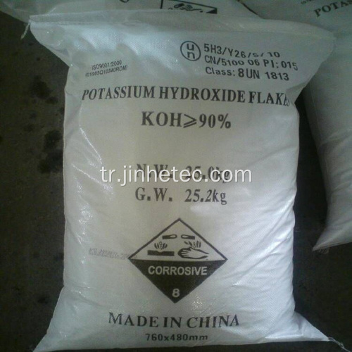 Endüstriyel için% 90 potasyum hidroksit beyaz pul